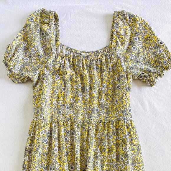 J Crew yellow floral peasant dress Womens Extra Small ruffle pockets bohemian - Picture 4 of 14